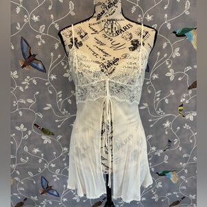 Victoria's Secret Y2K Vintage Cream Ivory Lace Babydoll Slip Lingerie Chemise M